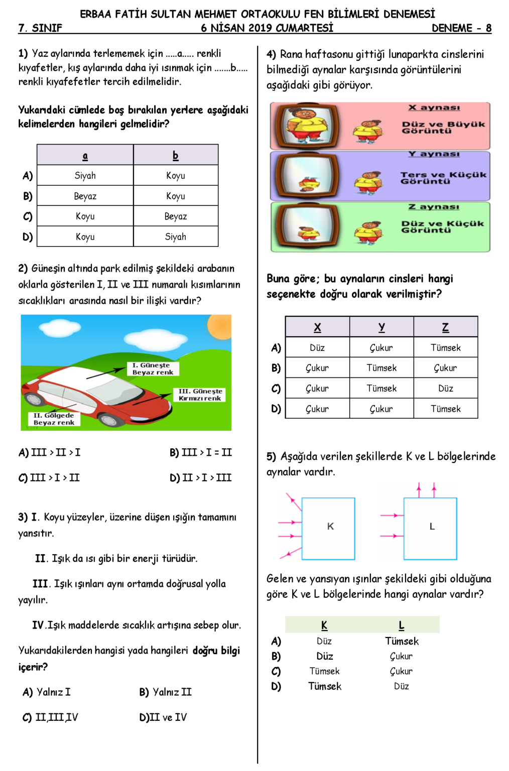 7.SINIF FEN DENEME | FENUS BİLİM